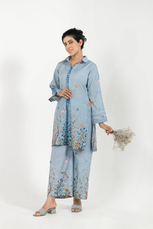 Delphinium elegant wear floral 2 piece suit