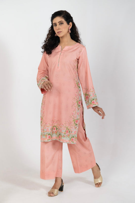 Petite Orchid shocking pink dress with floral prints