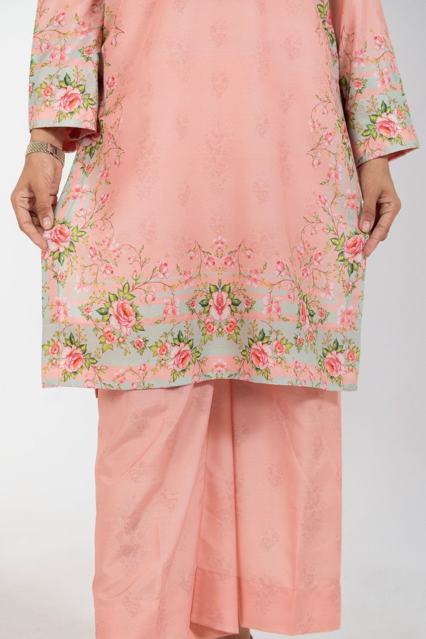 Women’s long shirt 2 piece suit in pink