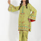 Olive short kameez with trousers digital print